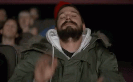 Happy Shia Labeouf Clapping While Watching Movie GIF