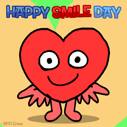Happy Smile Day Greeting Card With Red Heart With Wings GIF