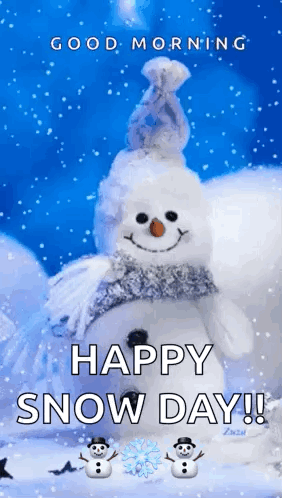 Happy Snow Day Greeting Card with Snowman