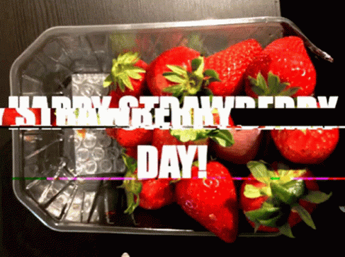 Happy Strawberry Day Glitch GIF