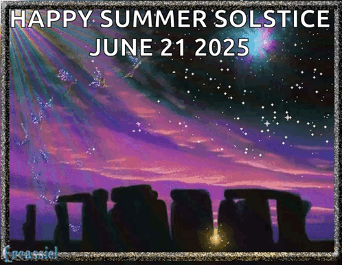 Happy Summer Solstice June 21 2025 Poster with Purple Sky