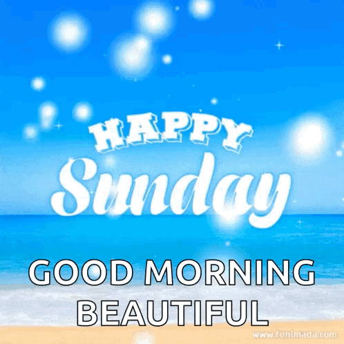 Happy Sunday Good Morning Greeting Card with Beach