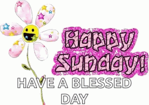 Happy Sunday Greeting with Flower and Smiley Face