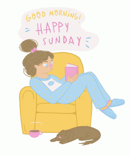 Happy Sunday Morning Reading Chilling At Home GIF
