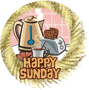 Happy Sunday Sign With Toaster