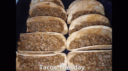 Happy Taco Tuesday Lined Up Tacos GIF