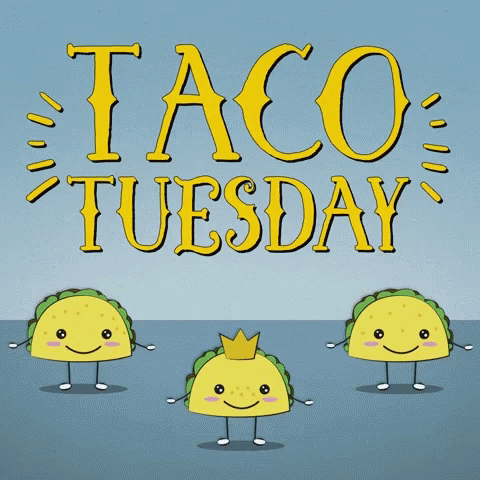 Happy Taco Tuesday Three Cute Tacos Dancing GIF
