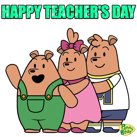 Happy Teacher's Day Greeting With Cartoon Bears GIF