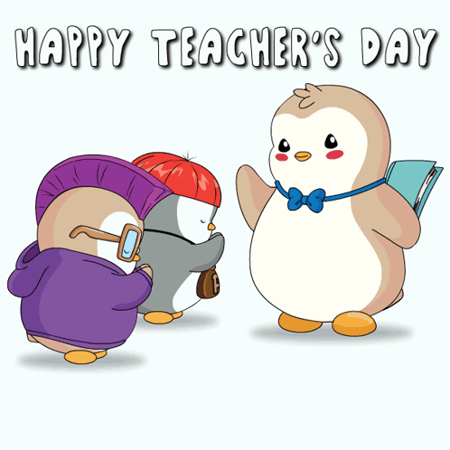 Happy Teacher's Day Penguin Card GIF