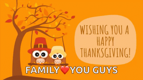 Happy Thanksgiving Cartoon Monkey Family Swinging GIF