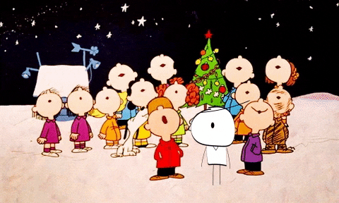 Happy Thanksgiving Charlie Brown Caroling GIF