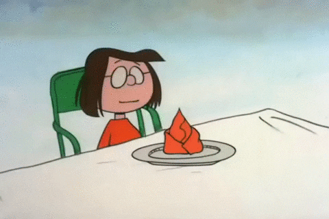 Happy Thanksgiving Charlie Brown Plate Slide GIF