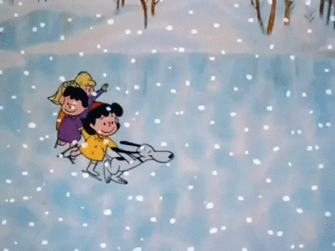Happy Thanksgiving Charlie Brown Playing Snow GIF