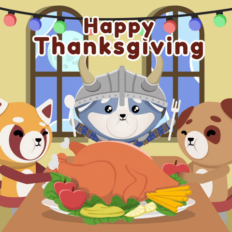 Happy Thanksgiving Dinner Digital Arts Of Dogs GIF