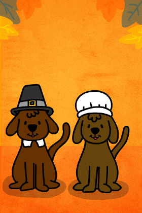 Happy Thanksgiving Dogs Waving Animation GIF