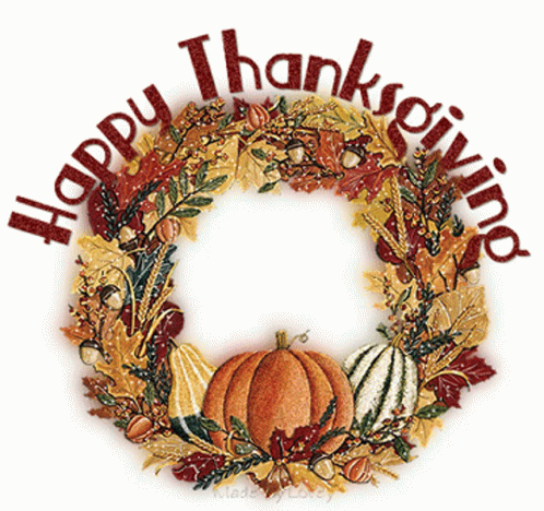 Happy Thanksgiving Family Autumn Wreath GIF