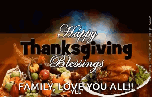 Happy Thanksgiving Family Blessings Autumn Leaves GIF