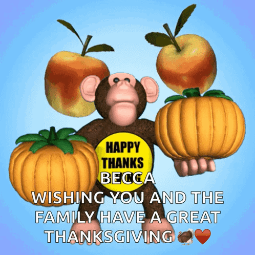 Happy Thanksgiving Family Monkey Balancing Act GIF