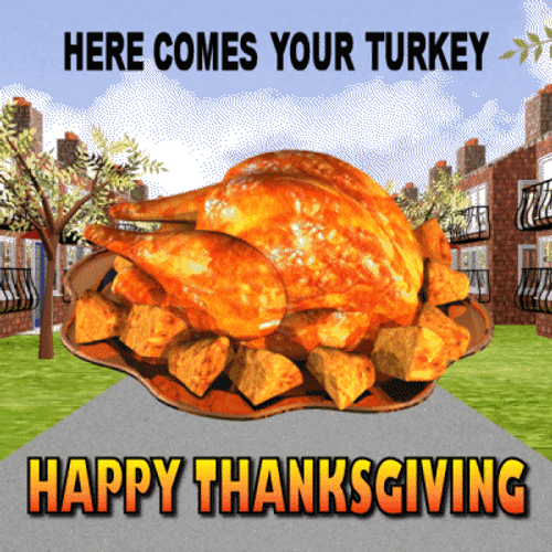 Happy Thanksgiving Here Comes Turkey GIF