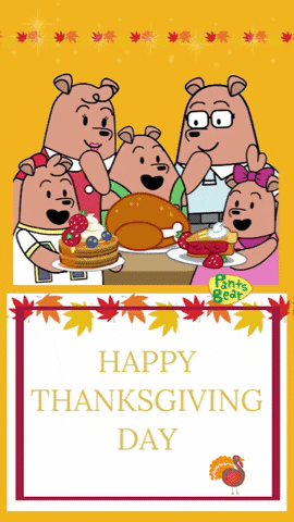 Happy Thanksgiving Pants Bear Family GIF