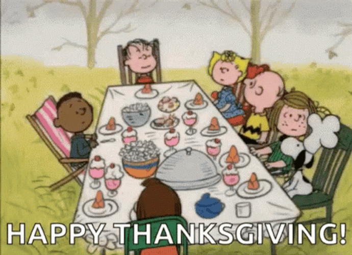 Happy Thanksgiving Peanuts Characters GIF
