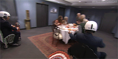 Happy Thanksgiving Riding Scooter In Family Dinner GIF
