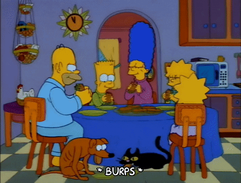 Happy Thanksgiving Simpsons Family Having Dinner GIF