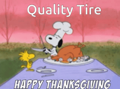 Happy Thanksgiving Snoopy And Woodstock Quality Tire GIF