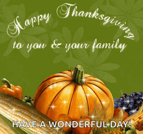Happy Thanksgiving To The Family Sparkling Pumpkin GIF