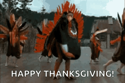 Happy Thanksgiving Turkey Family Dancing GIF