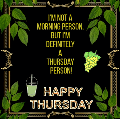 Happy Thursday Card With Smoothie and Grapes