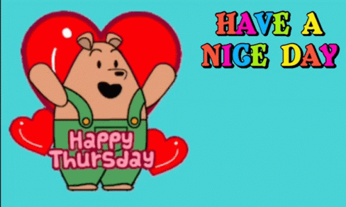 Happy Thursday Greeting Card With Cartoon Bear GIF