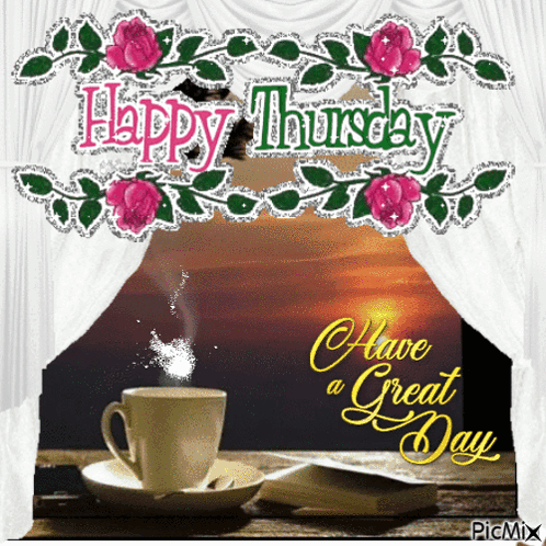 Happy Thursday Greeting Card with Coffee Cup