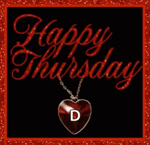 Happy Thursday Greeting Card with Red Heart and Letter D