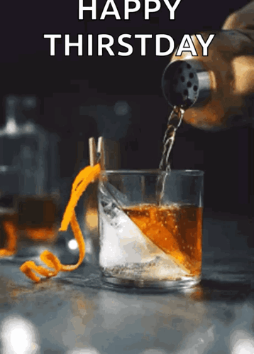 Happy Thursday Greeting Card With Whiskey and Ice