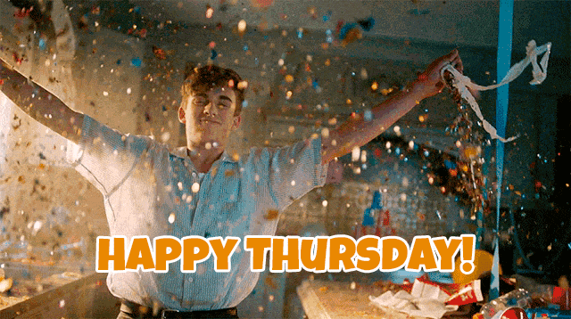 Happy Thursday Man And Confetti GIF
