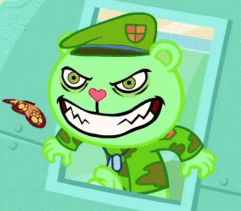 Happy Tree Friends Flippy Angry Butterfly GIF
