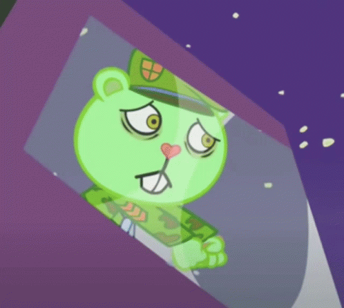 Happy Tree Friends Flippy Driving Worried GIF