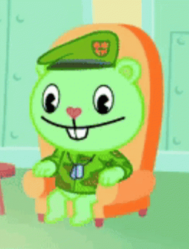 Happy Tree Friends Flippy Sitting GIF