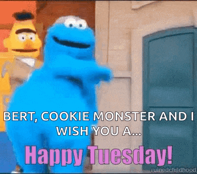 Happy Tuesday Cookie Monster Dance Gif GIF