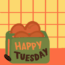 Happy Tuesday Morning Breakfast Bread Toast Cartoon GIF
