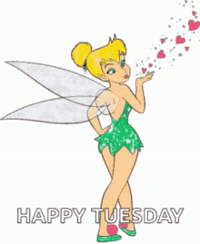 Happy Tuesday Morning Cute Blow Kiss Tinkerbell GIF