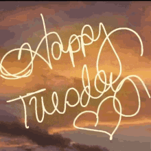 Happy Tuesday Morning Magical Writing Aesthetic Clouds GIF