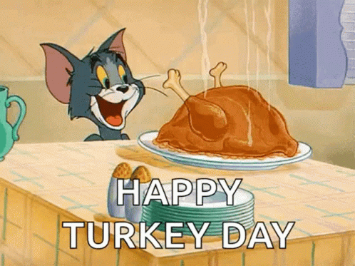 Tom Looking At Cooked Turkey Happy Turkey Day GIF