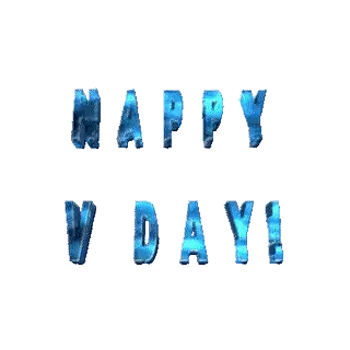 Happy V Day in Blue Letters