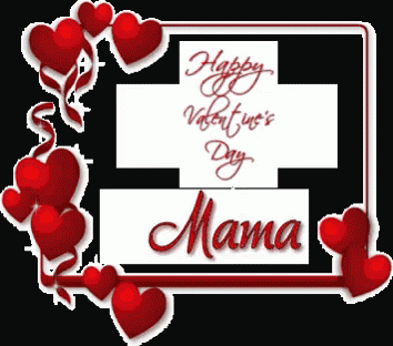 Happy Valentine Day Mama Sign With Red Hearts GIF