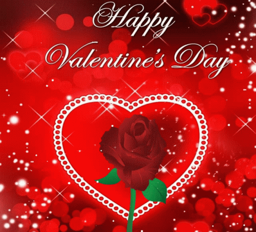 Happy Valentine's Day Card With Heart and Rose