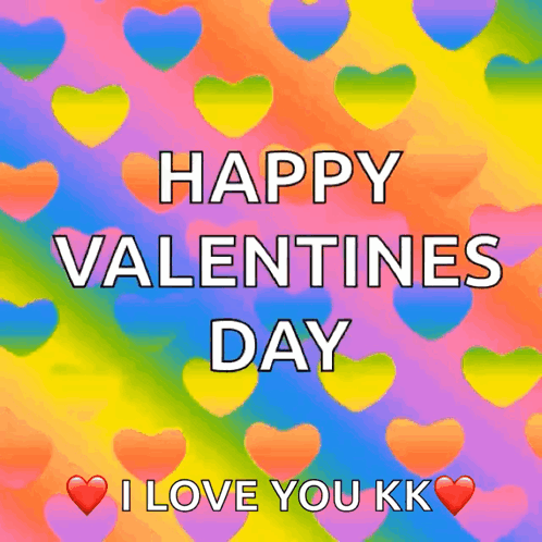 Happy Valentine's Day Card With Rainbow Hearts