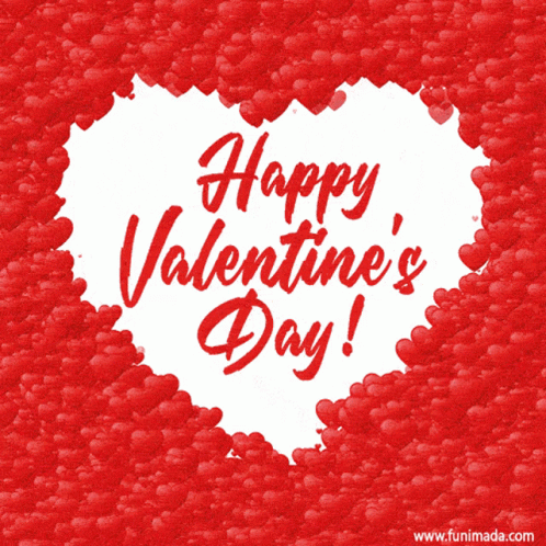 Happy Valentine's Day Card With Red Hearts