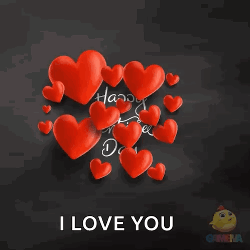 Happy Valentine's Day Card with Red Hearts